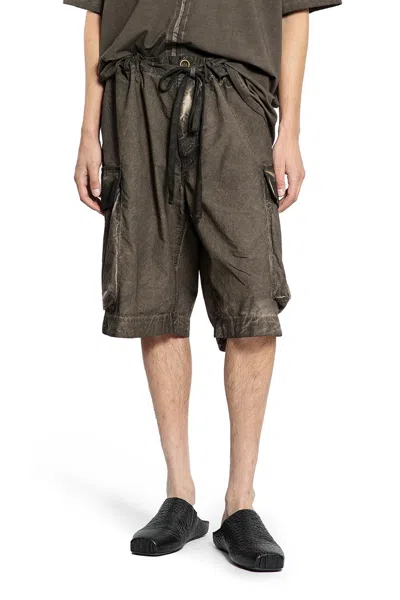 Uma Wang Overdyed Cargo Shorts In Brown
