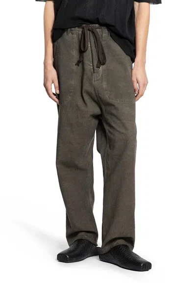 Uma Wang Overdyed Denim Drawstring Pants In Brown