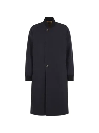 Uma Wang Oversized Bomber-collar Coat In Black