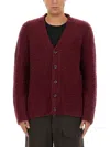 Uma Wang Texture-finish Cardigan In Bordeaux