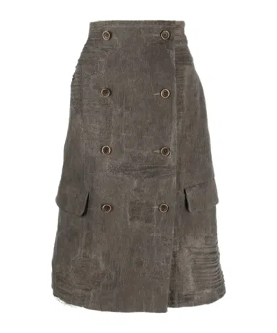 Uma Wang Oversized Distressed Double-breasted Top In Dark Grey