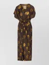 Uma Wang Oversized Midi Dress Graphic Print In Brown