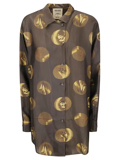 Uma Wang Oversized Printed Shirt With Front Button Closure And Regular Collar In Multi