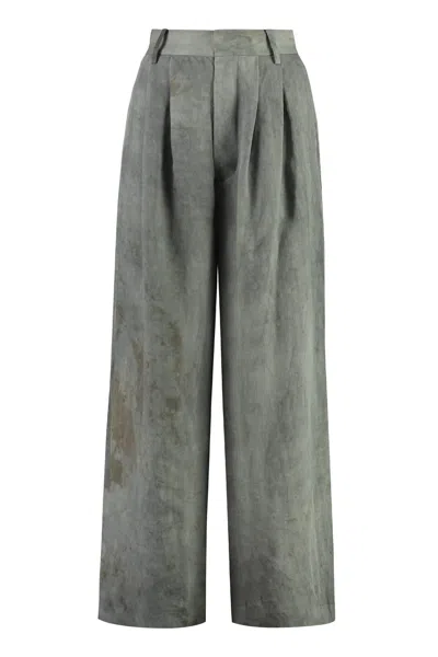 Uma Wang Paella Cotton-linen Trousers In Green