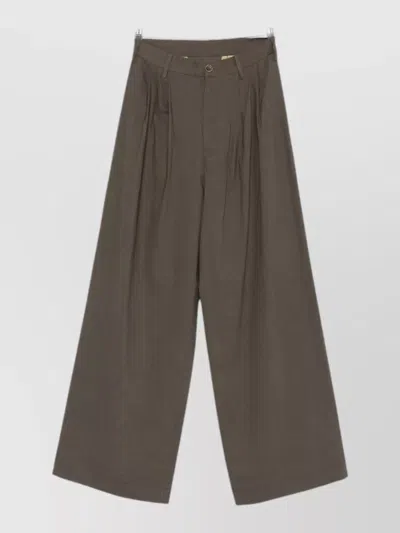 Uma Wang Paella Linen Blend Wide Leg Trousers In Brown