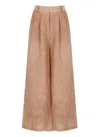Uma Wang Linen And Cotton High Waist Trousers In Brown