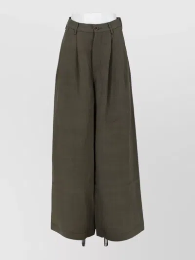 Uma Wang Paella Wide Leg Pleated Pants Belt Loops In Gray