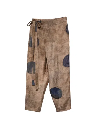 Uma Wang Paetyn Polka-dot Tie Trousers In Brown