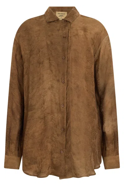Uma Wang Paisley Print Button-front Collared Shirt In Brown