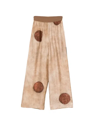 Uma Wang Pansy Dot-print Trousers In Brown