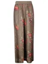 Uma Wang Wide-leg Pansy Pants With Contrasting Pomegranate Design In Brown