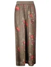 Uma Wang Wide-leg Pansy Pants With Contrasting Pomegranate Design In Brown