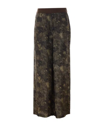 Uma Wang Pansy Printed Trousers In Black