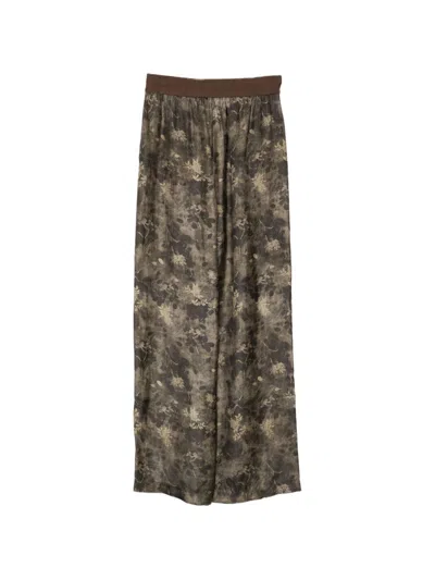 Uma Wang Pansy Printed Trousers In Brown