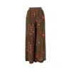 Uma Wang Wide-leg Pansy Pants With Contrasting Pomegranate Design In Brown