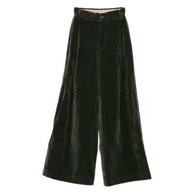 Uma Wang Pleated Velvet Trousers In Black