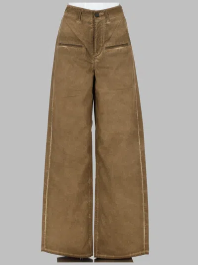 Uma Wang Brown Ball Stitching Detail Cotton Wide-leg Pants