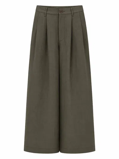 Uma Wang Paella Wide Leg Pleated Pants Belt Loops In Gray