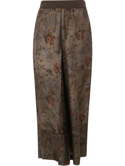 UMA WANG PANTALONI LARGHI IN JACQUARD CON FIORI 'PANSY'