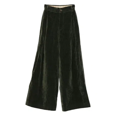 Uma Wang Pleated Velvet Trousers In Black