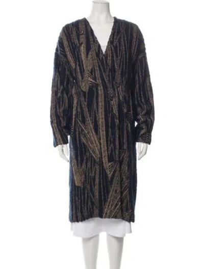 Pre-owned Uma Wang Patterned Coat In Blue