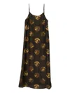 Uma Wang Anaya Brown Sleeveless Dress With Round Neck And All-over Motif In Viscose Blend Woman In Brown