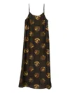 Uma Wang Anaya Brown Sleeveless Dress With Round Neck And All-over Motif In Viscose Blend Woman In Brown