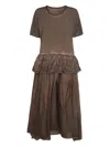 Uma Wang Dudi Ruffle-setailed Midi Dress Brown In Brown