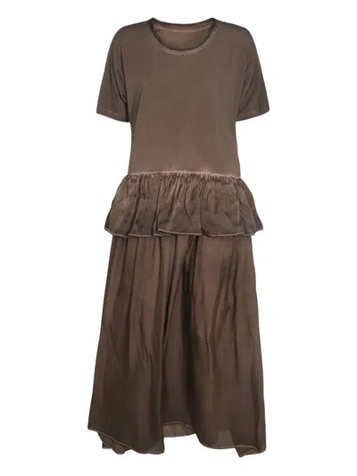 Uma Wang Peplum-hem Dress In Brown