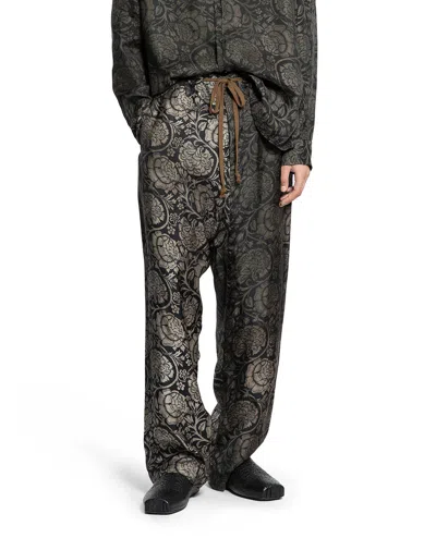 Uma Wang Perch Printed Drawstring Pants In Black