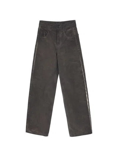 Uma Wang Phyllis Denim Cotton Wide Leg Trousers In Brown