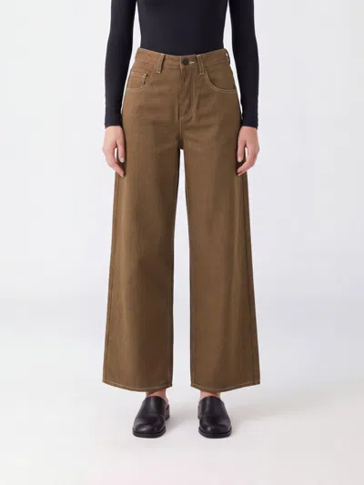 Uma Wang Phyllis High-waisted Wide-leg Trousers In Wool Blend In Brown