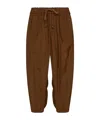 Uma Wang Crinkled Viscose Satin Drawstring Pants In Brown