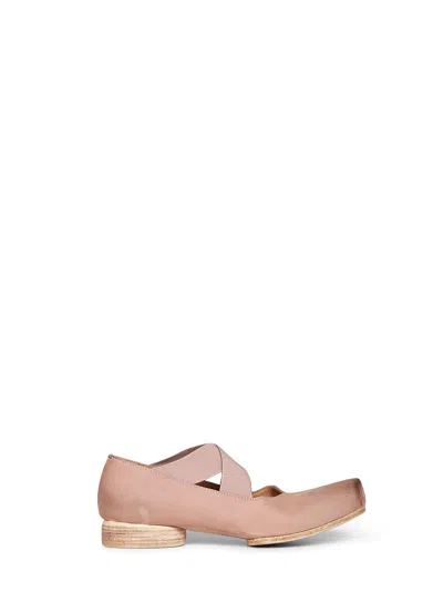 Uma Wang Pink Vintage-effect Leather Ballet Flats