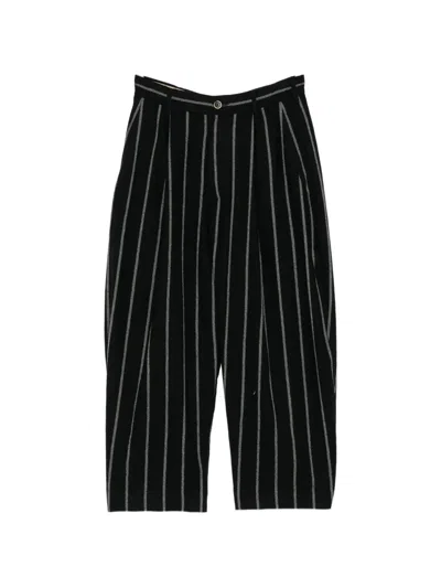 Uma Wang Pinstripe-pattern Pleated Trousers In Black