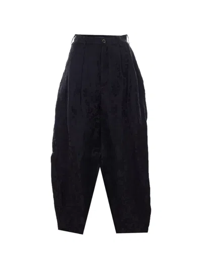 Uma Wang Piper Floral-print Trousers In Black