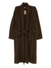 Uma Wang Waist Belted Checked Pattern Long Sleeves Coat In Green
