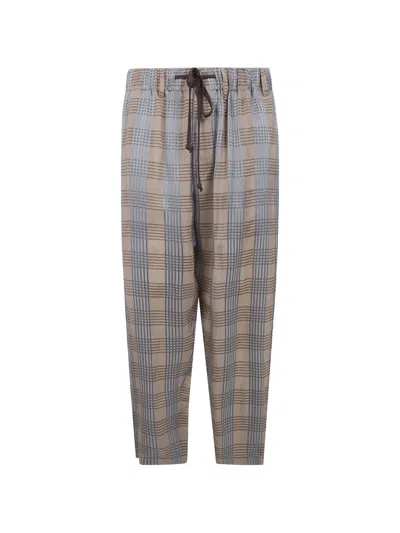 Uma Wang Plaid Drawstring Trousers In Multi