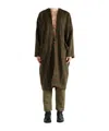 Uma Wang Frayed Check Single-breasted Coat In Brown