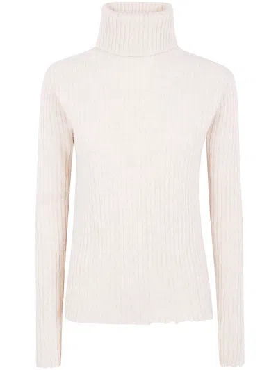 Uma Wang "plain Ws" High Neck Rib Top In White