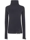 Uma Wang "plain Ws" High Neck Rib Top Clothing In Blue