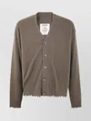Uma Wang Frayed Button-down Cardigan In Brown