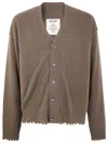 Uma Wang Frayed Button-down Cardigan In Brown