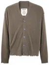 Uma Wang Frayed Button-down Cardigan In Brown