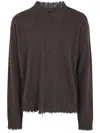 Uma Wang Sweater Torn Edge "plain Ws" In Brown
