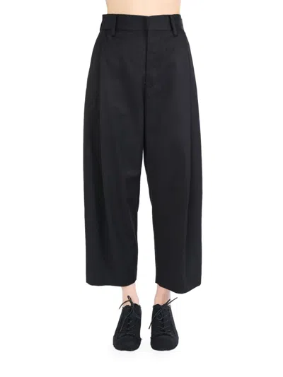 Uma Wang Pleat-detailing Cropped Trousers In Uw900 Black