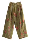 Uma Wang Pleated Fruit-print Palazzo Pants In Green