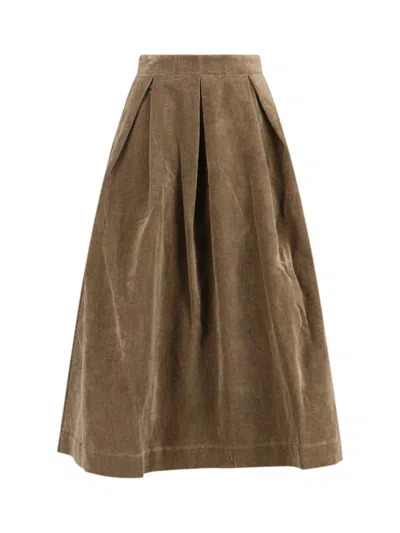Uma Wang Pleated Midi Skirt In Green