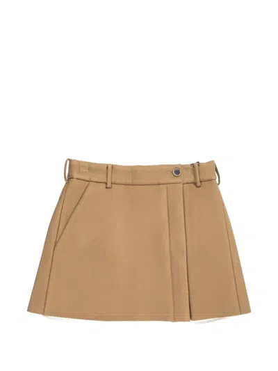 Uma Wang Pleated Mini Skirt In Nude