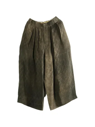 Uma Wang Pleated Pattern Trousers In Green